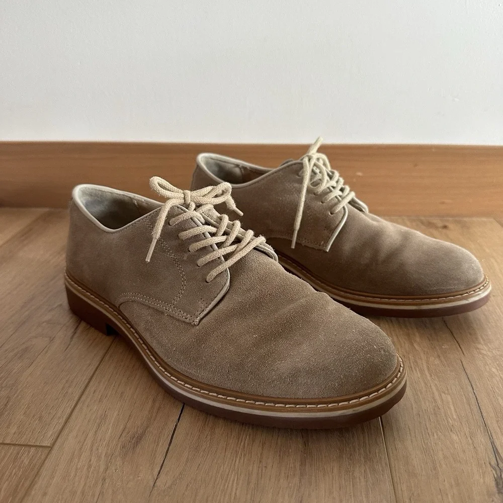 1901 Nordstrom‎ Buck  Suede Leather Beige Oxford Mens Dress Shoes 7 Lace